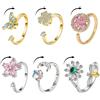 MLPKOI 6 Pezzi Anelli Antistress Donna, Anelli di Fidget Spinning per l'ansia Aperto Regolabile Anello per Donna di Ansia Anelli Anti-Ansia Regolabili con Perline Unisex (4)