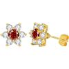 PAKORIO Orecchini a lobo PAKORIO 1 carato moissanite colorata per donne | Orecchini ipoallergenici placcati oro 14K in argento sterling | con confezione regalo(A-Rubino)