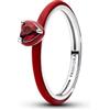 PANDORA Anello da donna in argento Chakra rosso cuore 193088C05, 64/20,4, Argento sterling, Cristallo
