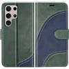 BoxTii Cover per Samsung Galaxy S24 Ultra, Custodia in PU Pelle Portafoglio, Magnetica Cover a Libro con Slot per Schede per Galaxy S24 Ultra, Verde