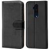 Verco custodia per OnePlus 7T Pro, Case per OnePlus 7T Pro Cover PU Pelle Portafoglio Protettiva, Nero