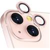 Coiwxmoi Protezione Fotocamera per iPhone 14/14 Plus,Durezza 9H Vetro Temperato Posteriore Copri Telecamera & Anello in Metallo,Pellicola Proteggi Obiettivo HD Chiaro Anti-graffio Lente,Rosa