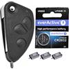 mt key Repair - Kit di riparazione pieghevole per chiavi auto, 3 tasti, 3 pulsanti, 1 batteria CR2032 per ALFA Romeo