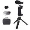 Moman Microfono smartphone con kit video, microfono shotgun con funzione renale, microfono direzionale a condensatore con mini treppiede Grip Rig, supporto cellulare per telefoni cellulari/fotocamere