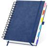 Yarotm Quaderno a Righe A5-120 Fogli Block Notes A5 Pelle PU - 21.3x14.5cm Taccuino Appunti Spirale Copertina Rigida - 100gsm Carta Agenda a Righe 7mm - Notebook Diario, Blu Scuro
