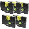 PRESTIGE CARTRIDGE 5x Nastro per Etichette compatibile per TZe621 TZ621 Nero su Giallo 9mm x 8m per Brother P-Touch PT-1000 1005 1010 3600 D210 D210VP D600VP E300VP E550WVP H101C H101GB H105 H110 H300 H500 P700 P750W