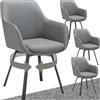 tectake® Set 4 Sedie Sala da Pranzo Girevoli Imbottite, Sedie Moderne con Braccioli e Schienale, Gambe in Acciaio Verniciato a Polvere, Poltroncine Antiscivolo, Sedie Arredamento Casa - Antracite