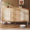 Merax Credenza con 2 ante e 3 cassetti, credenza in legno buffet con ripiani regolabili in altezza, gambe in metallo, antiribaltamento, MDF + metallo/rovere / 120 x 40 x 75 cm