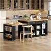 Ligterra Tavolo da pranzo allungabile, tavolo da cucina, tavolo da bar, tavolo con venature del legno laminato, armadi integrati per cucina, sala da pranzo, 246 x 90 x 90 cm (nero)