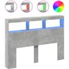 vidaXL Testata LED con ripiani grigio cemento 140x17x102 cm