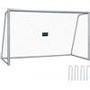 Relaxdays, porta da calcio senza struttura di supporto, dimensioni: 160 x 240 x 90 cm, rete in polietilene e acciaio, con picchetti per fissaggio a terra, ideale per il giardino, grande porta da gioco, colore grigio