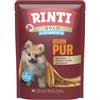 RINTI Gold Junior Cibo umido con olio di salmone per cani giovani in crescita, cibo completo in sacchetto fresco senza cereali, carne modellata, soia o additivi artificiali, 10 x 100 g di pollo puro