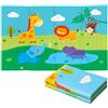 Tappeto Morbido per Bambini 120x90x0,8 cm Pieghevole Doppia Grafica Giungla Multicolore