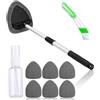 Huifoo Pulitore per parabrezza auto con 6 cuscinetti in microfibra e bombole spray, kit di pulizia per parabrezza auto, con manico estraibile, strumento di pulizia per il parabrezza, girevole a 180, grigio