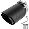 Catekro 63mm Terminale Scarico Auto Universale, 168 mm di Lunghezza, Nero | Uscita Scarico in Acciaio Inox 304 & Fibra di Carbonio Tubo Terminale Marmitta Sportivo Fissare con Bulloni Chiave