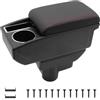 KAERGK Bracciolo Auto Compatibile con Opel Corsa D 2006-2014 | Vano Portaoggetti a Due Llivelli, con Portabicchieri, Facile da Montare, Regolabile, Pelle PU, Linea Rossa