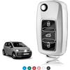 TOOMUME Cover Chiave per VW Golf 6 5 4 Polo Up Seat Ibiza Skoda Fabia | TPU Trasparente, Protezione 360°, Senza Interferenze Segnale, Fori Precise, per Caddy T5 T6 Beetle Tiguan Passat Leon