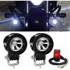 Biqing 10W Faretti da Moto,Biqing 2Pcs Supplementare del Motociclo del LED Fendinebbia 12V 24V Faretti LED Fari Faro Moto LED Anteriore 6000K per Motor Offroad Truck Auto Barca Con Interruttore Moto 22mm