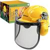 BLOSTM Casco di Sicurezza - 3 in 1 Casco Forestale Giallo con Visiera in Rete d'Acciaio e Cuffie di Protezione dell'Udito, Elmetto Resistente Agli Urti