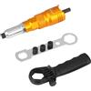 Hoteche Rivetto elettrico per avvitatore a batteria, 160 mm, 4 ugelli (2,4 mm - 4,8 mm), lega di alluminio, esagonale CRV, con manico e chiave inglese