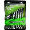 Partenopea Set 12 chiavi combinate articolate con cricchetto JBM 51318 - misure 8-19 mm, testa snodata 180°, cricchetto 72 denti, utensili officina
