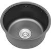 Haoxuesen Lavello da cucina rotondo in acciaio inox 304 Nano-rivestimento con cestello e coperchio, vassoio da incasso diametro 40 cm lavello bar campeggio auto hotel nero moderno