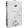 PEIXU 10L Scaldacqua a Gas Propano GPL Bianco Riscaldatori di Acqua a Gas Liquefatto Butano,20KW Scaldabagno Istantaneo Senza Serbatoio con Kit Doccia,per Campeggio,Camper,Casa