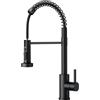 FORIOUS Rubinetto Lavello Cucina, Rubinetto Miscelatore Estraibile, Miscelatore Cucina con Molla a Spirale Girevole a 360°, miscelatore monocomando acqua calda e fredda, Nero Matte