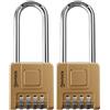 NOVLOCK Lucchetto con combinazione arco lungo 7 cm - impermeabile e resistente, codice a 4 cifre, per esterni e interni: cancelli, recinzioni, capanni, armadietti, depositi, armadi - 2 pezzi, oro