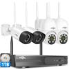 Hiseeu 5MP Kit Videosorveglianza WiFi,360° Visione Notturna a Colori | 10CH NVR con 1TB HDD 4x5MP Telecamere WiFi,Registrazione 24/7 Sistema,Rlevamento Movimento Alarm Accesso Remoto Alexa