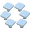 Kacrilidi 6 Pezzi Pomelli per Armadio in Ceramica Maniglia, Pomelli Quadrato per Mobili, Azzurro Cassetto confezione pomelli, Maniglie Per Mobili con 6 Viti, per la Cucina, Armadio, Camera dei Bambini