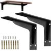 KATLKIU Staffe Reggimensola in Metallo a L, 2 Pezzi, Supporti per Mensole da Parete con Viti e Tasselli, Staffe Angolari Resistenti per Scaffali, Libreria, Cucina, Bagno e Garage (Noir, 8 in)