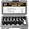 srmiqlye 14 Pezzi Set di Bussole, Punta a Esagono Incassato 3, 4, 5, 6, 7, 8, 10, 12, 14, 17, 19, 22, 24 mm, Bussole 1/2 con Custodia in Plastica, per Chiave Elettrica, Chiave a Cricchetto (1)