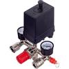 TC TECHNIC Regolatore di pressione 400 V con pressostato, 2 indicatori 0-12 bar, filettatura 1/2 (~21 mm), compressore ad aria compressa