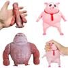 HONGECB Maiale rosa e gorilla rossa,Pack da 2 Squishy Antistress Resistenti, Sollievo Immediato per Adulti e Bambini, Silicone Premium