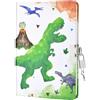 WERNNSAI Acquerello Dinosauro Diario per Ragazzi - Luminoso Quaderno Regalo per Bambini Viaggio Privato Quaderni Copertina Rigida Block Note A5 a Righe Memo Blocco Note da Scrivere con Serratura e Chiavi