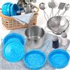 Veitch fairytales Set Pentole Giocattolo e Cucina Accessori per Bambini, Pentoline Giocattoli e Utensili Cucina per Bambina Pentolini Gioco Bambino 3 4 5 6 7 8 anni (Nuovo Blu)