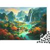 DAFUfbw Fantasy Nature Puzzles 1000 pezzi Materiale riciclato Mountain Waterfall Puzzles for Anziani Puzzle Accessori per il gioco Interessante Gioco familiare Props for Adulti 38x26cm/1000pcs