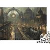 FVMLKDJZBQWP Treno a Vapore Vintage Puzzle 1000 Pezzi Carta Puzzle per Adulti Stazione Ferroviaria Storica Relax Regalo Attività Casa 52x38cm/1000pcs