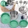 Veitch fairytales Set Pentole Giocattolo e Cucina Accessori per Bambini, Pentoline Giocattoli e Utensili Cucina per Bambina Pentolini Gioco Bambino 3 4 5 6 7 8 anni (Nuovo Verde)