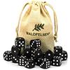 Waldfelsen 6, 12, 20, 30 o 50 dadi di alta qualità, dimensioni standard 16 mm, dadi acrilici, dadi da gioco, 6 lati, set di accessori da gioco con sacchetto di stoffa (nero, 20 pezzi)