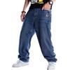 Ylingjun - Pantaloni da Skate da Uomo, Stile Hip Hop, con Ricami - Blu - 52