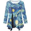 Showudesigns Plus Size Top per le donne Casual Autunno Abiti Abiti Camicie a maniche lunghe, Notte stellata di Van Gogh, S