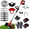 Victool Tagliaerba a batteria con 2 batterie e caricabatterie, 3 tipi di coltelli, decespugliatore regolabile, testa girevole a 90°, decespugliatore per giardini, cortili, prati