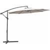 Este Ombrellone lampara da Giardino Tortora Ø 300 x h. 245 cm in Acciaio al Carbonio, 6 Stecche rinforzate, Apertura con manovella, Kios Esté