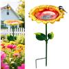 Feirdhoo Abbeveratoio per uccelli in piedi, abbeveratoio per uccelli da giardino, ciotola vintage in metallo, vasca da bagno per uccelli da giardino, girasoli rimovibile, mangiatoia per uccelli selvatici