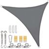 Sunal Tenda parasole triangolare, 3 x 3 x 3 m, con set di fissaggio, in poliestere PES, impermeabile, con corde di fissaggio, per protezione solare su balconi, giardini e terrazze, grigio