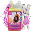EMMA Magnesium Cavalli 1L + 2 * 30ml CALM Relax Liquid + Booster con Magnesio, L Triptofano e Vitamina B12 I contro Ansia e Stress, Vitamina B 12 Anti Stress Calmante durante il Trasporto Cavalli Nervosi
