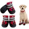 NeuWook Stivali per Cani, 4 Pcs Scarpe per Cani Impermeabili con Cinturini Riflettenti, Suola Antiscivolo Protezioni per Zampe Stivali per Cani di Taglia Piccola e Media (XL, Rosso)