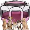Wapasezyar Recinto pieghevole per cuccioli Wapasezyar, box per cani 74x74x43cm, recinto per gatti, recinto per piccoli animali per casa, recinto per passeggiate per cani e gatti, conigli, interno ed esterno